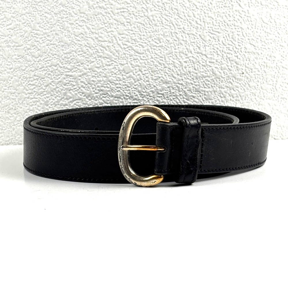 Eddie Bauer Belt Mens XL Black Italian Leather Solid Brass USA Heritage Classic